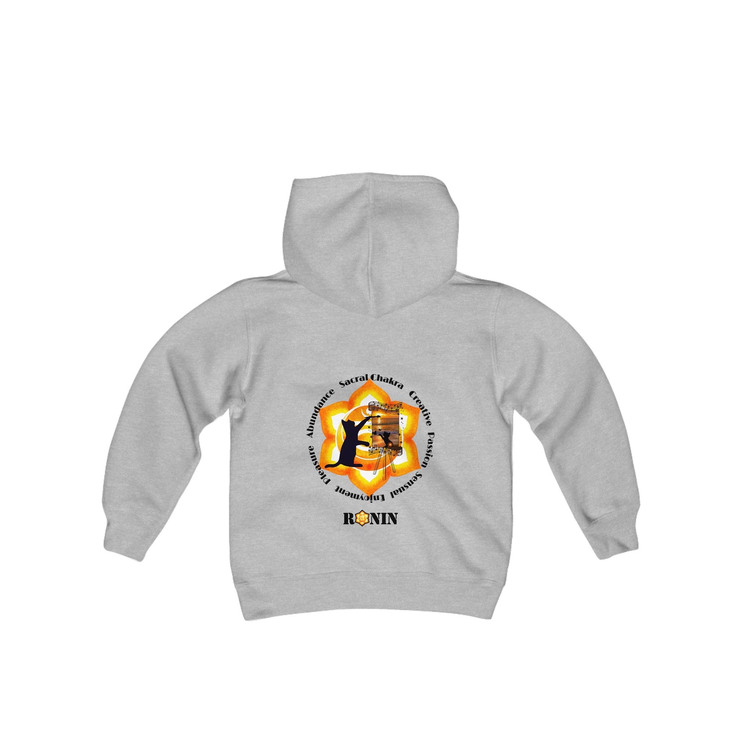 Cat Chakra Series - SACRAL CHAKRA - Youth Heavy Blend Hooded Sweatshirt