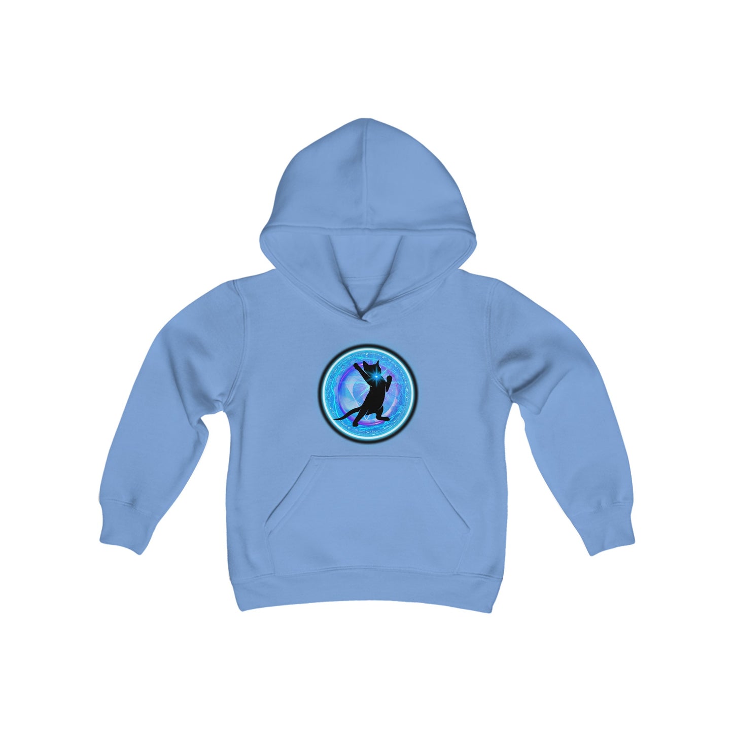 Cat Chakra Series - THROAT CHAKRA - Youth Heavy Blend Hooded Sweatshirt