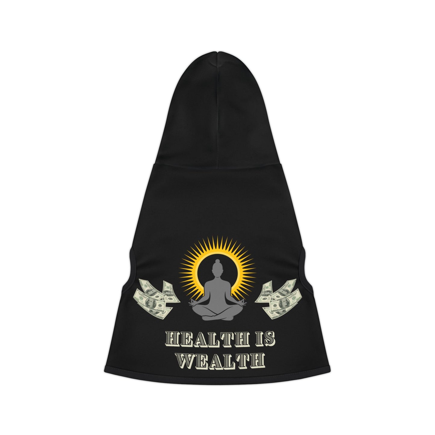 Yoga Health is Wealth - Black - RONIN - Dog Hoodie
