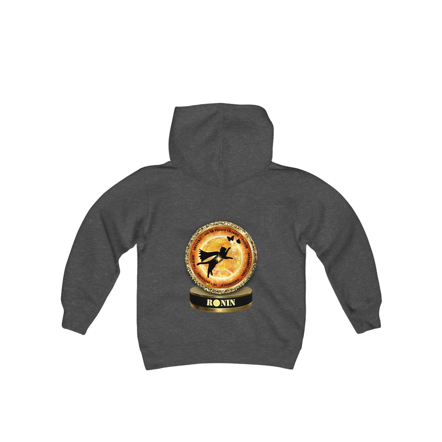Cat Chakra Series - SOLAR PLEXUS CHAKRA - Youth Heavy Blend Hooded Sweatshirt