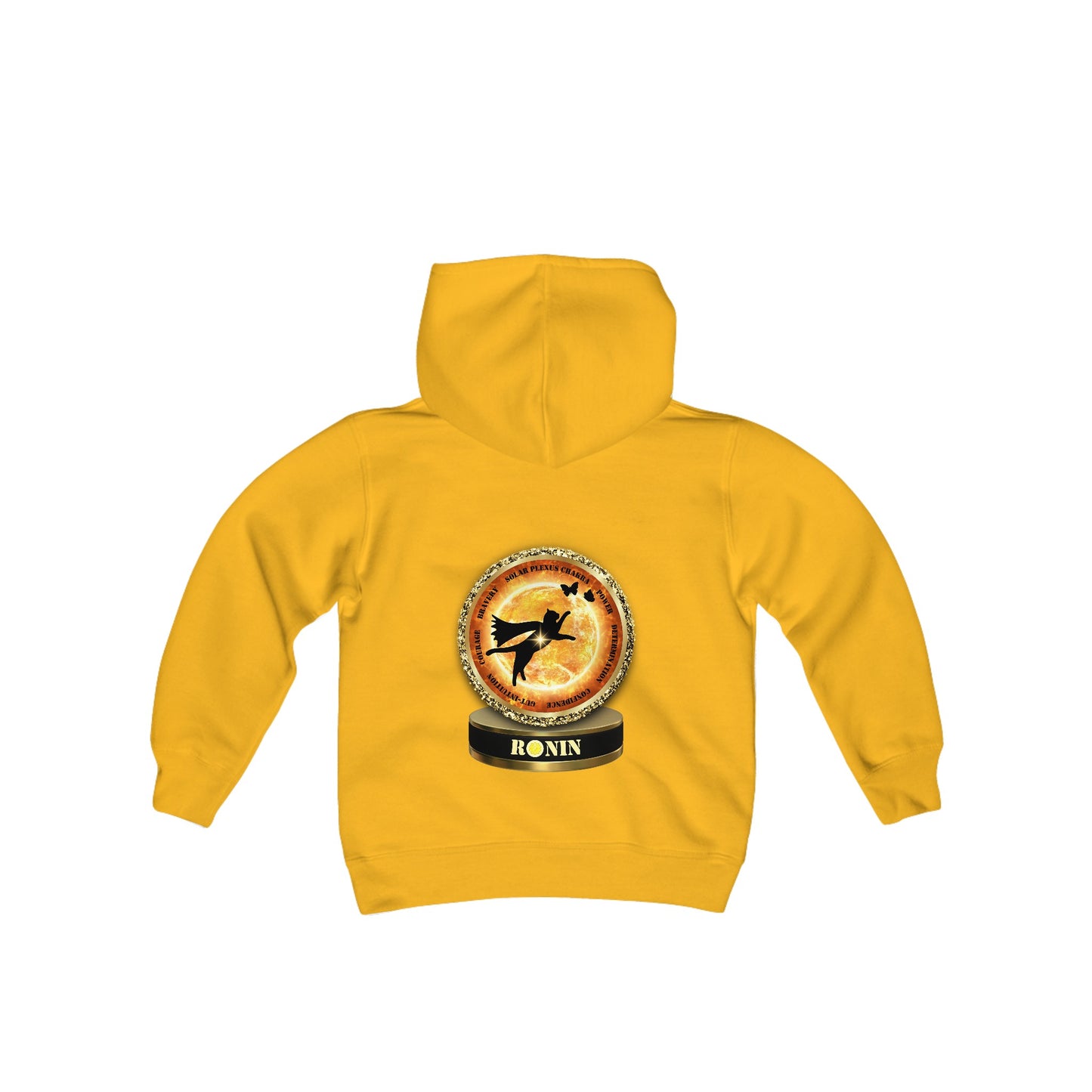 Cat Chakra Series - SOLAR PLEXUS CHAKRA - Youth Heavy Blend Hooded Sweatshirt