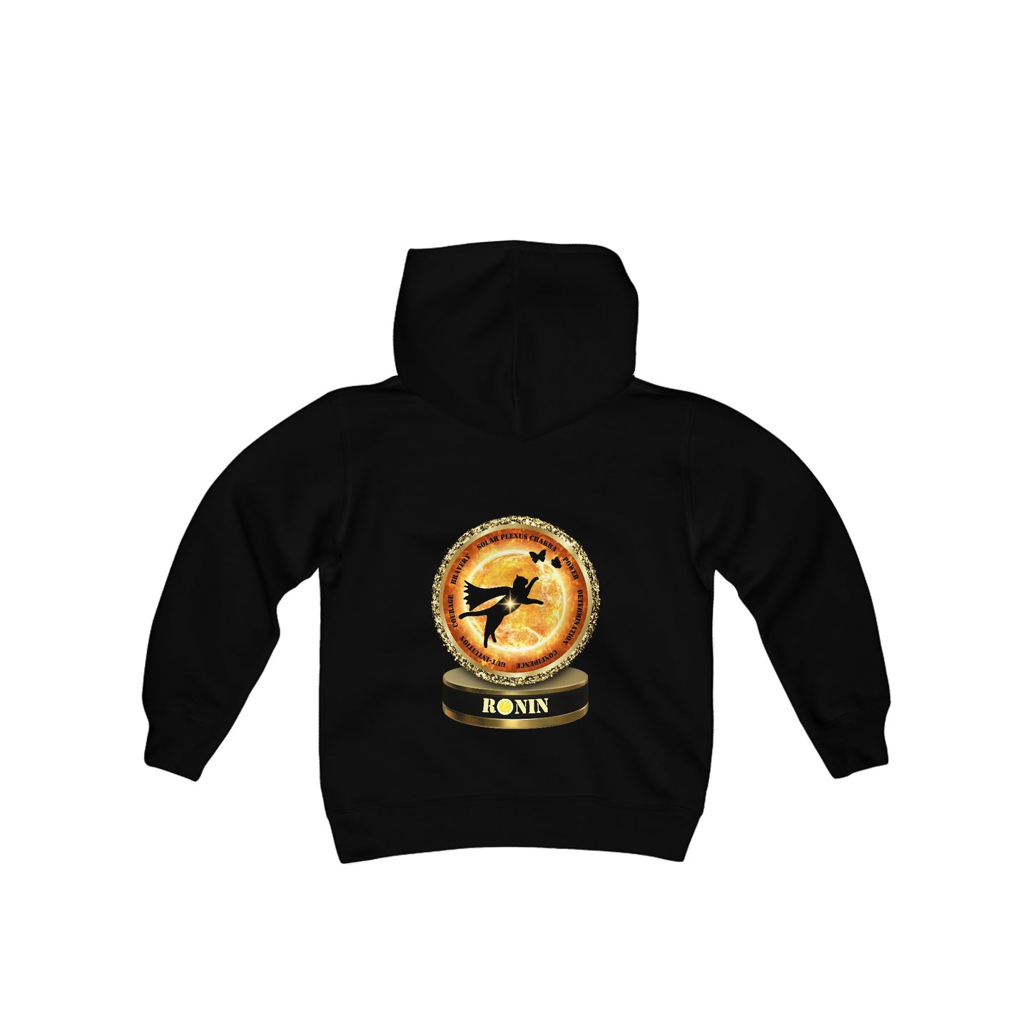 Cat Chakra Series - SOLAR PLEXUS CHAKRA - Youth Heavy Blend Hooded Sweatshirt
