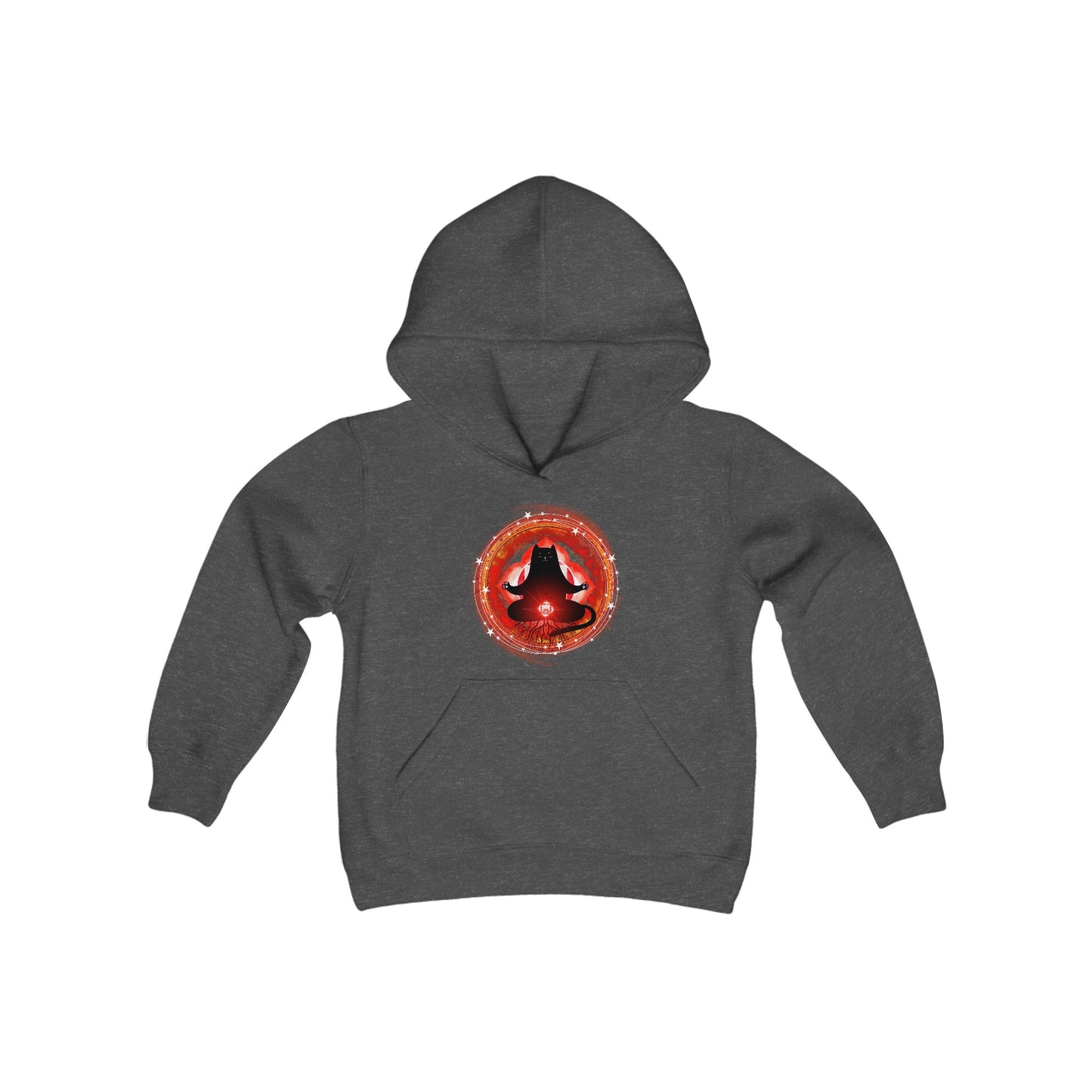 Cat Chakra Series - ROOT CHAKRA - Youth Heavy Blend Hooded Sweatshirt