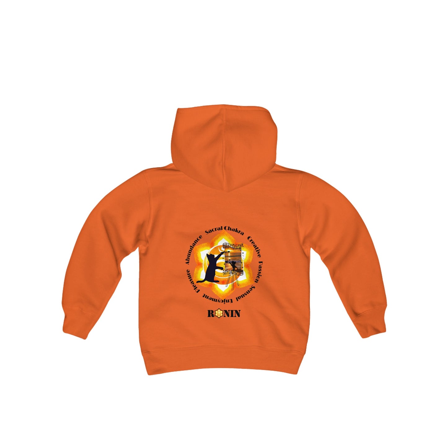 Cat Chakra Series - SACRAL CHAKRA - Youth Heavy Blend Hooded Sweatshirt