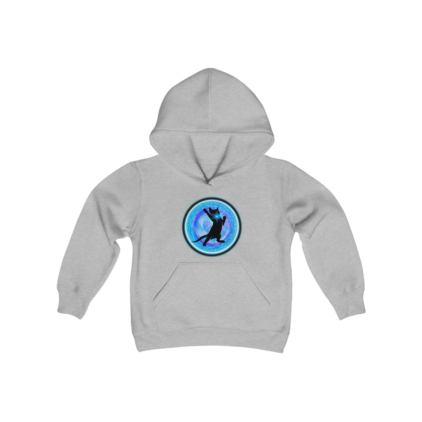 Cat Chakra Series - THROAT CHAKRA - Youth Heavy Blend Hooded Sweatshirt