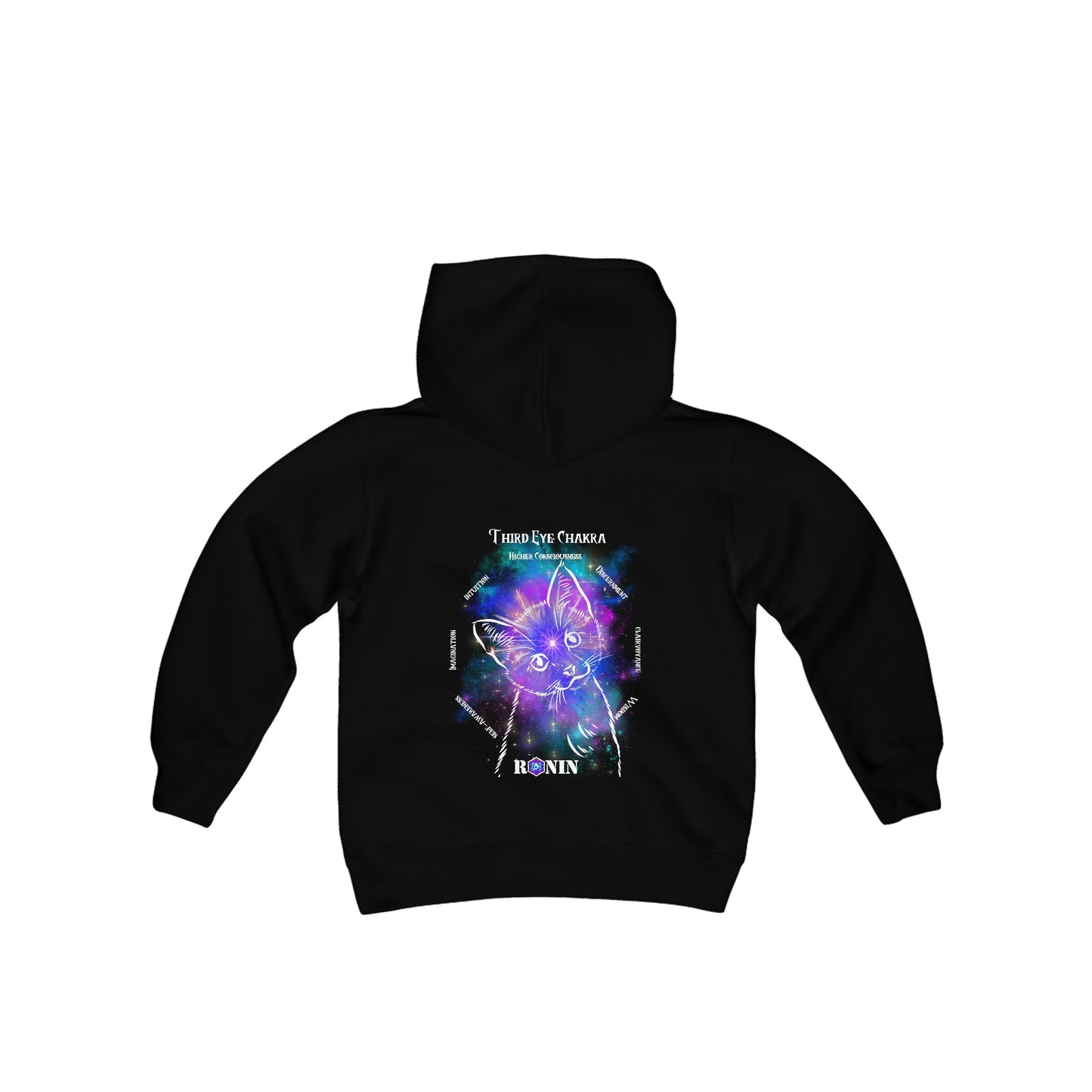 Cat Chakra Series - THIRD EYE - Youth Heavy Blend Hooded Sweatshirt