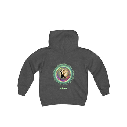 Cat Chakra Series - HEART CHAKRA - Youth Heavy Blend Hooded Sweatshirt