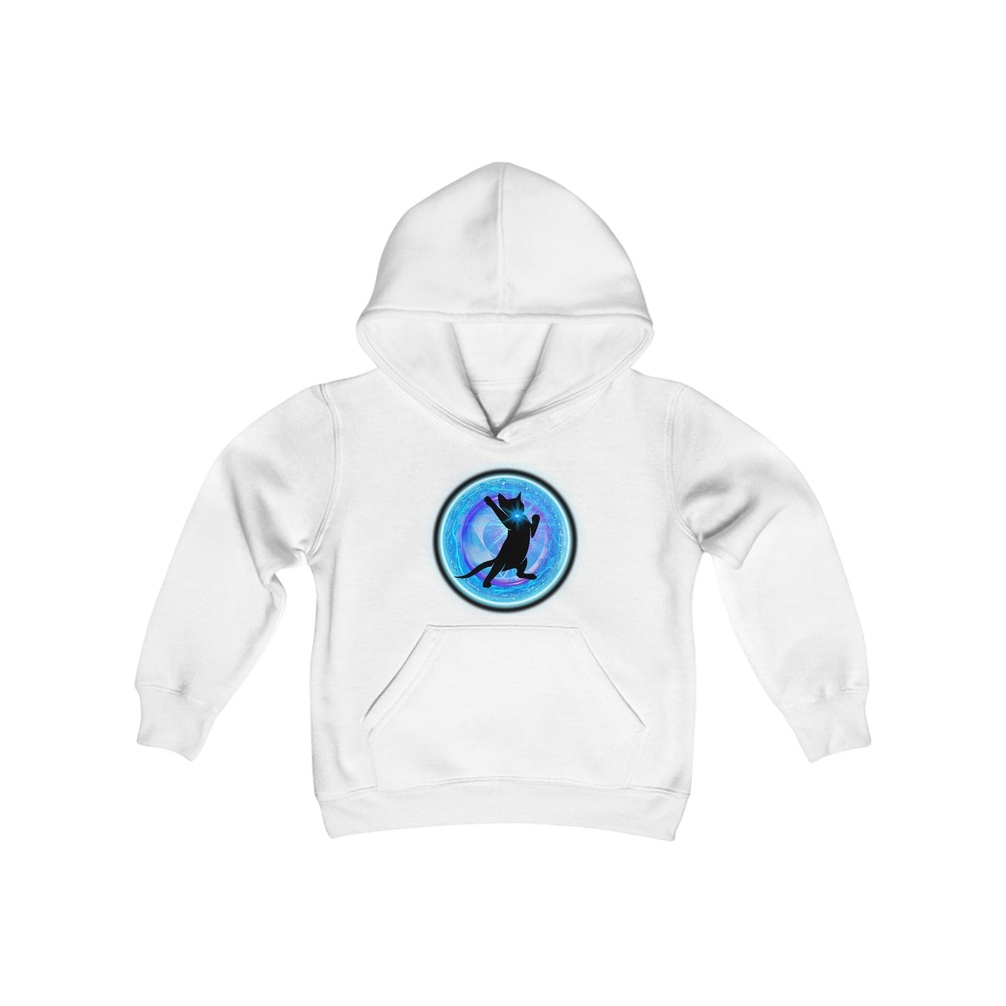 Cat Chakra Series - THROAT CHAKRA - Youth Heavy Blend Hooded Sweatshirt