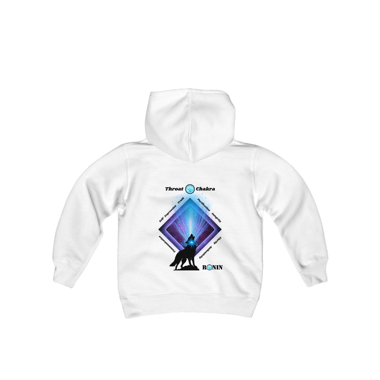 Dog Chakra Series - THROAT CHAKRA - Youth Heavy Blend Hooded Sweatshirt