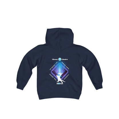 Cat Chakra Series - THROAT CHAKRA - Youth Heavy Blend Hooded Sweatshirt