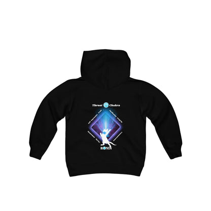 Cat Chakra Series - THROAT CHAKRA - Youth Heavy Blend Hooded Sweatshirt