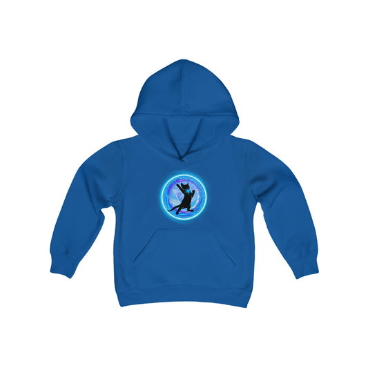 Cat Chakra Series - THROAT CHAKRA - Youth Heavy Blend Hooded Sweatshirt