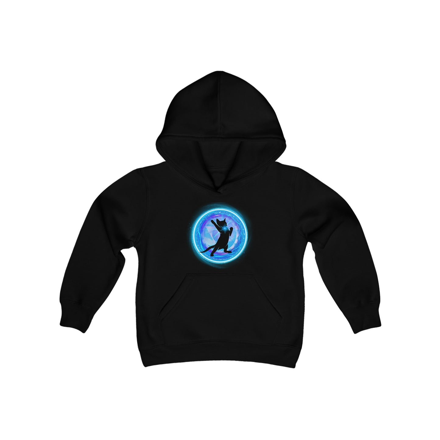 Cat Chakra Series - THROAT CHAKRA - Youth Heavy Blend Hooded Sweatshirt