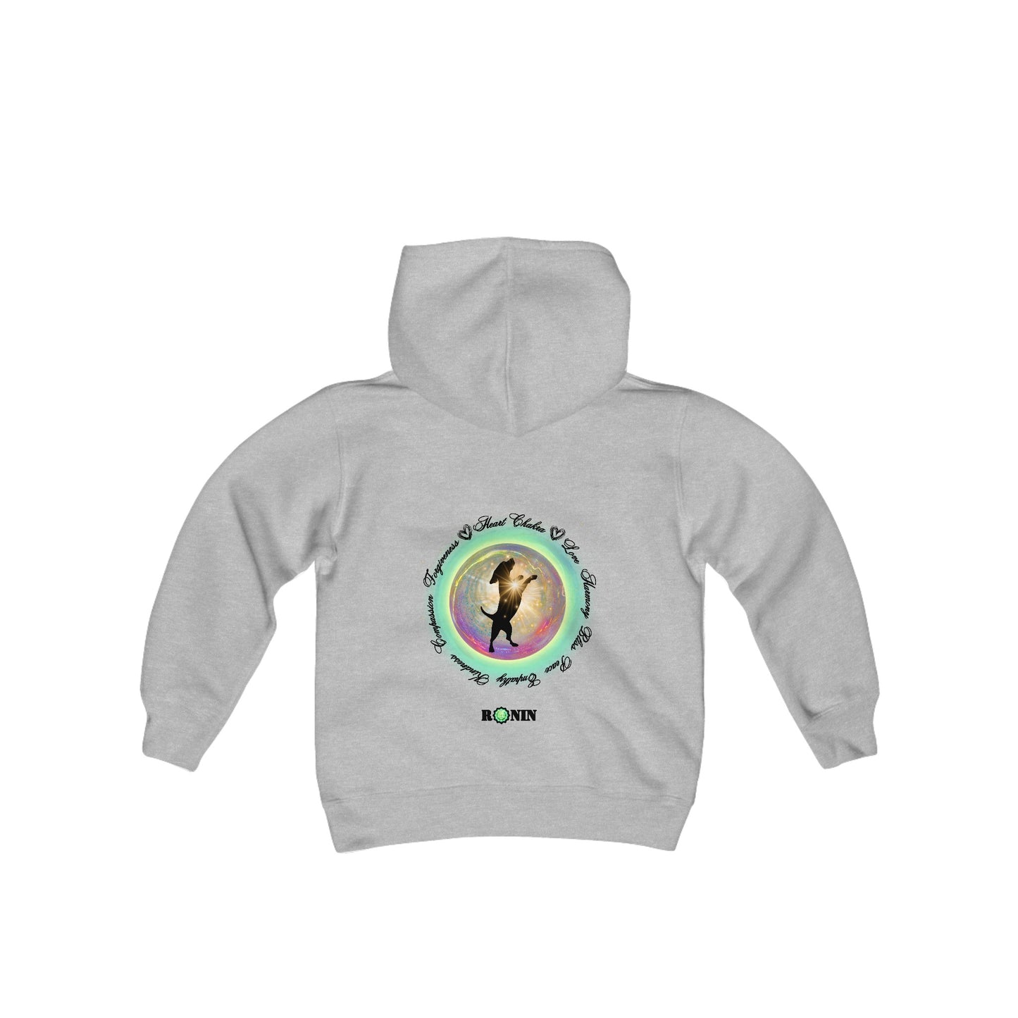 Dog Chakra Series - HEART CHAKRA - Youth Heavy Blend Hooded Sweatshirt