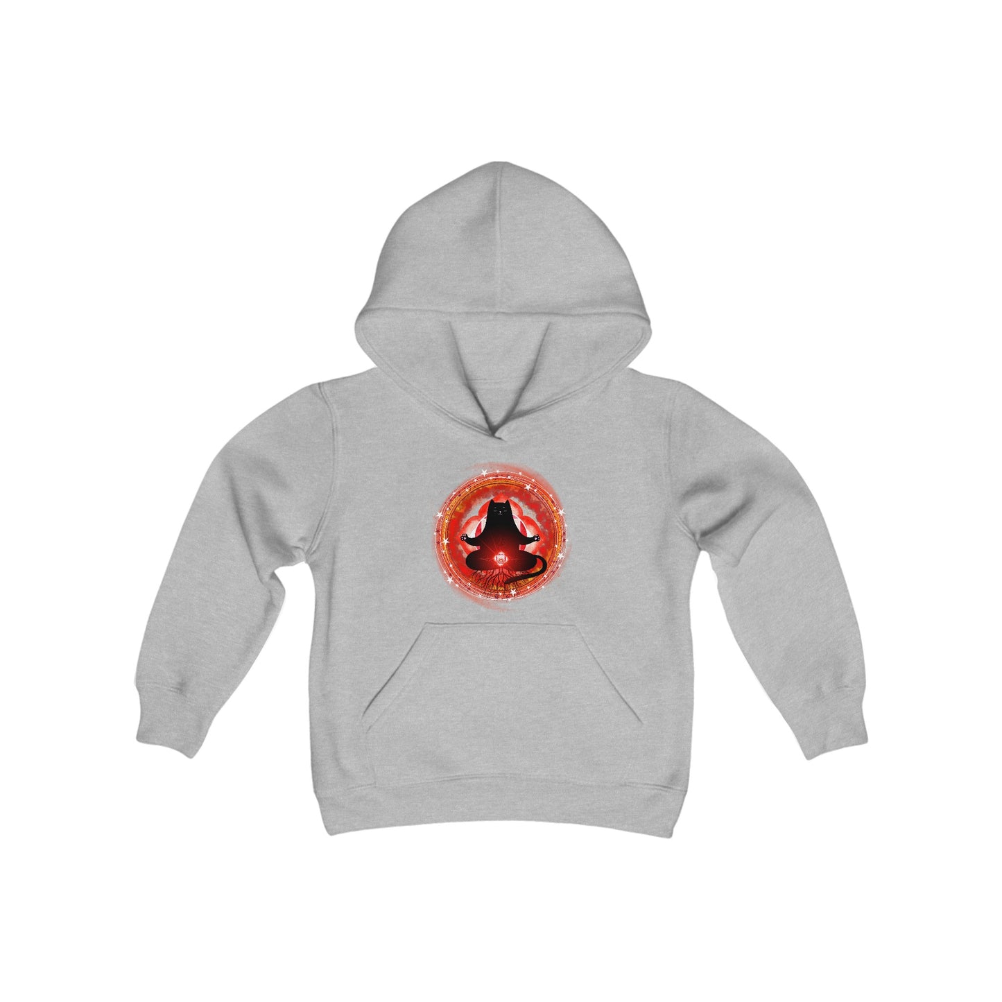 Cat Chakra Series - ROOT CHAKRA - Youth Heavy Blend Hooded Sweatshirt