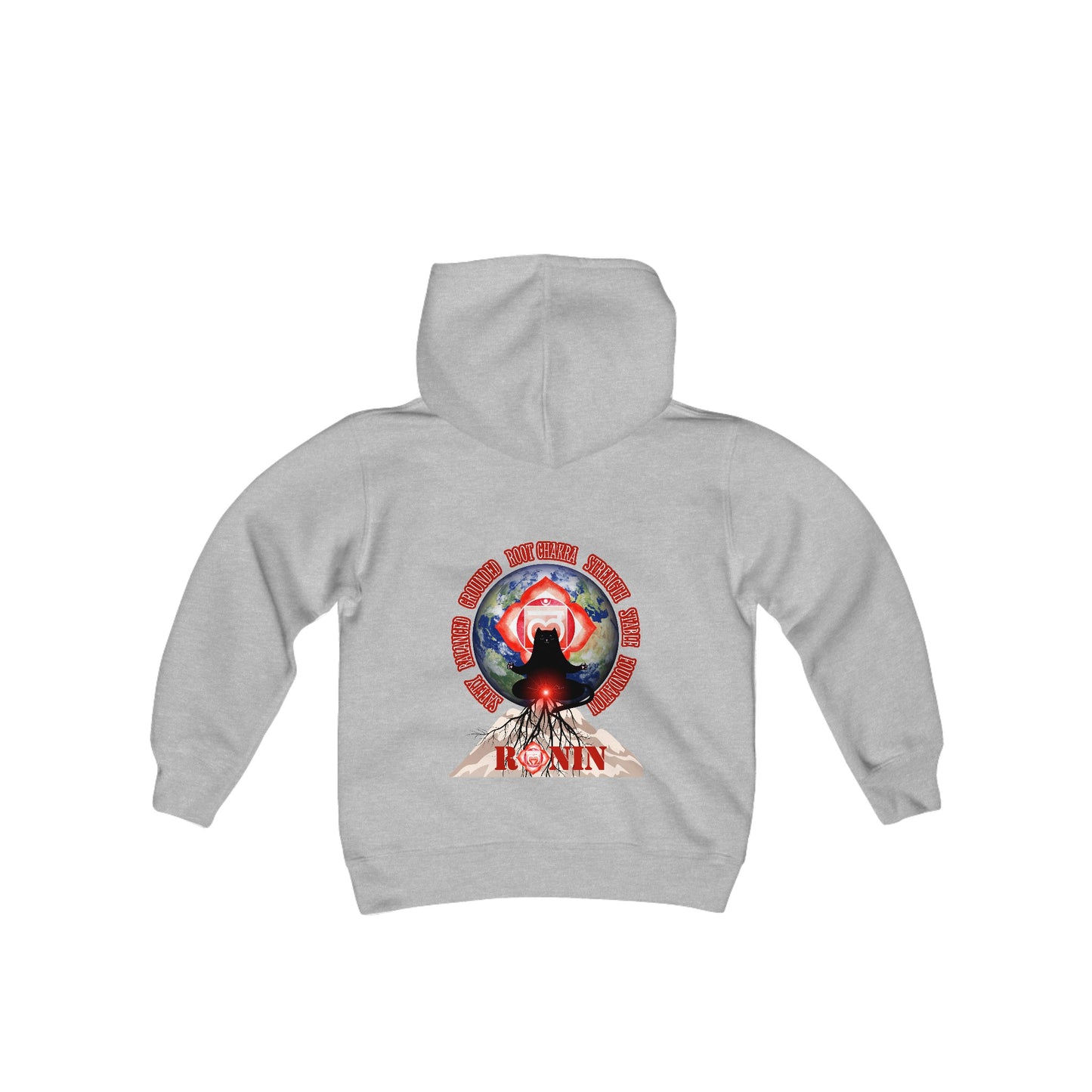 Cat Chakra Series - ROOT CHAKRA - Youth Heavy Blend Hooded Sweatshirt