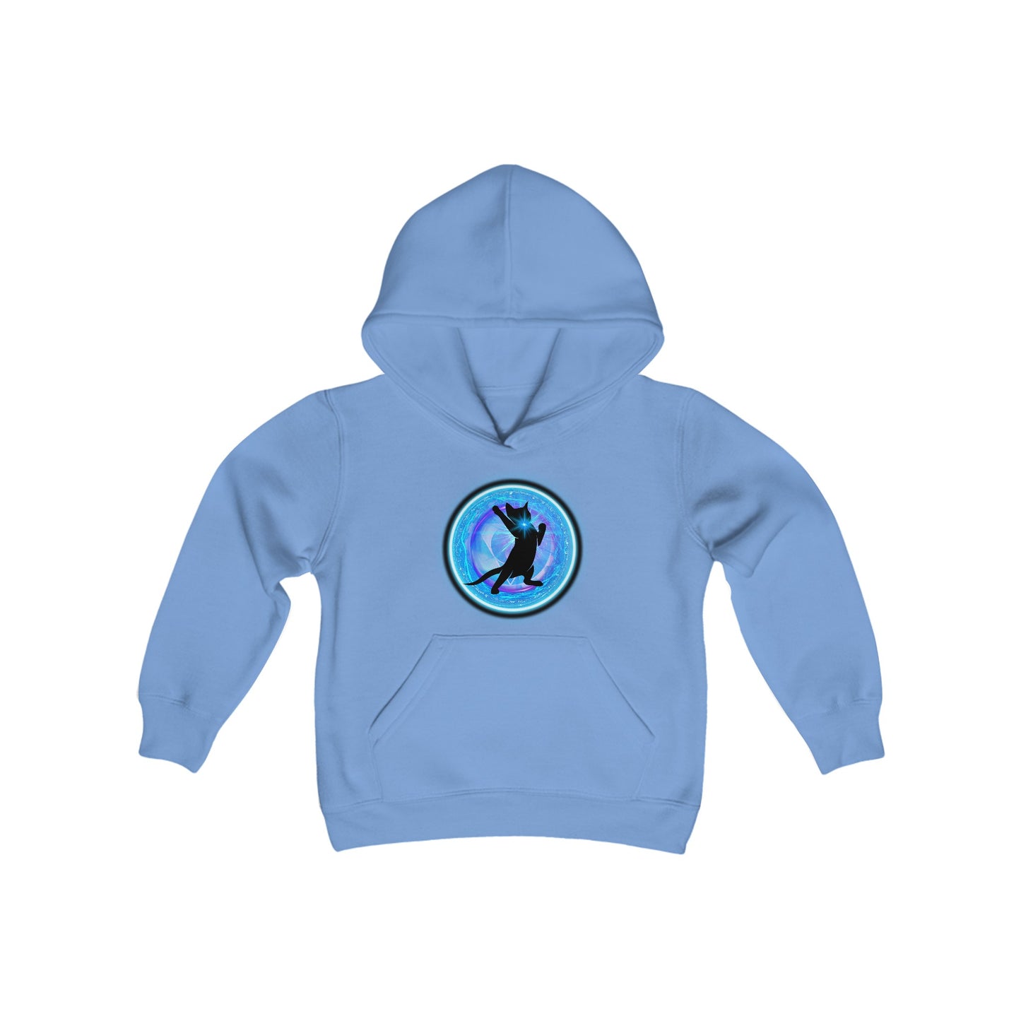 Cat Chakra Series - THROAT CHAKRA - Youth Heavy Blend Hooded Sweatshirt