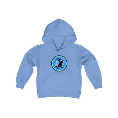 Cat Chakra Series - THROAT CHAKRA - Youth Heavy Blend Hooded Sweatshirt