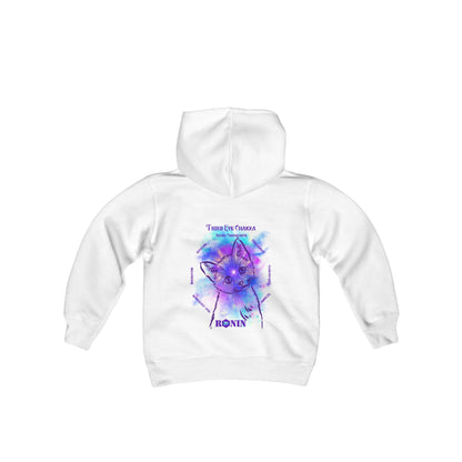 Cat Chakra Series - THIRD EYE - Youth Heavy Blend Hooded Sweatshirt