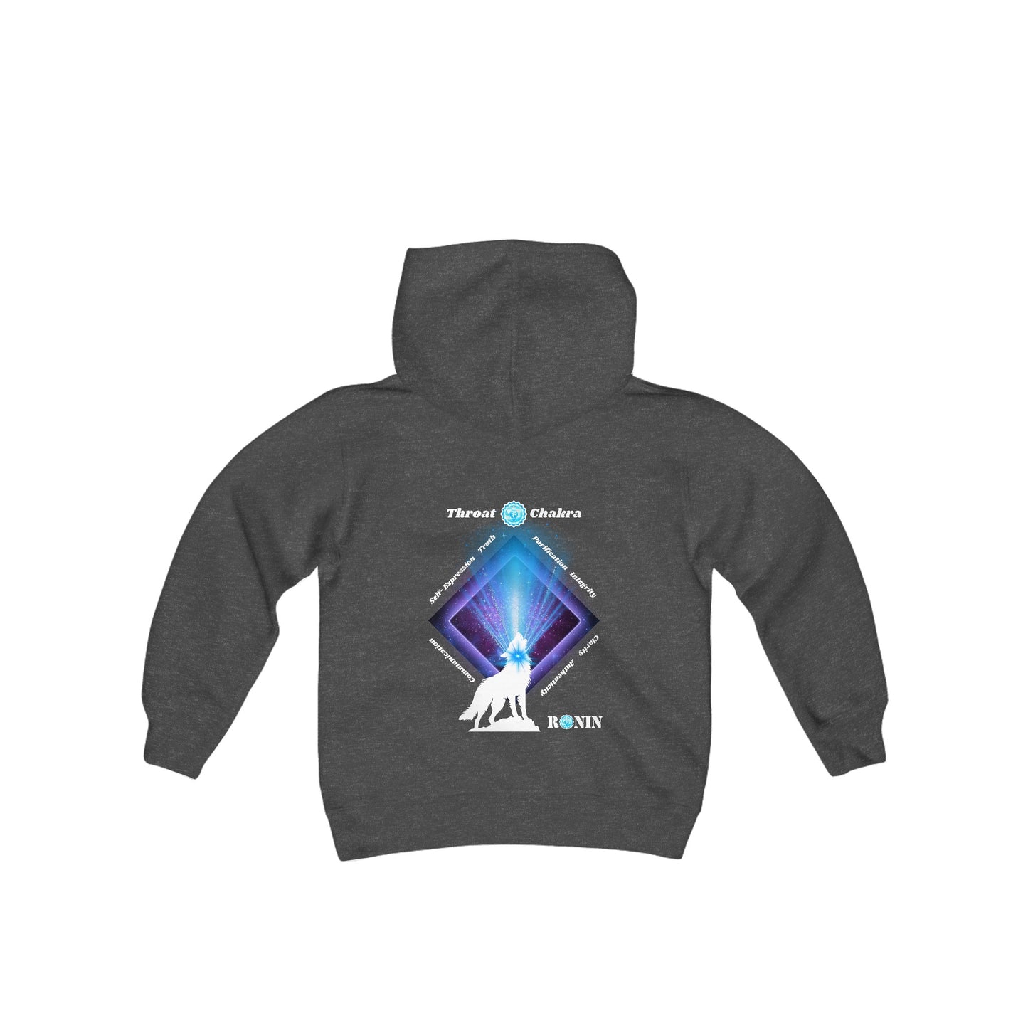 Dog Chakra Series - THROAT CHAKRA - Youth Heavy Blend Hooded Sweatshirt