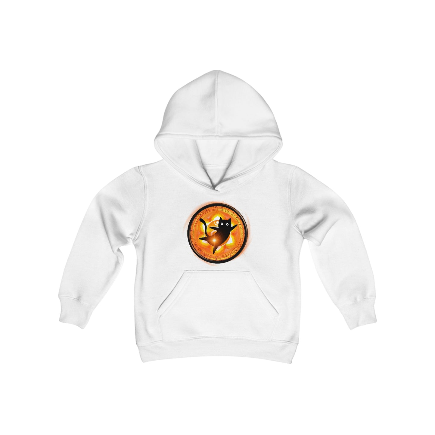 Cat Chakra Series - SACRAL CHAKRA - Youth Heavy Blend Hooded Sweatshirt