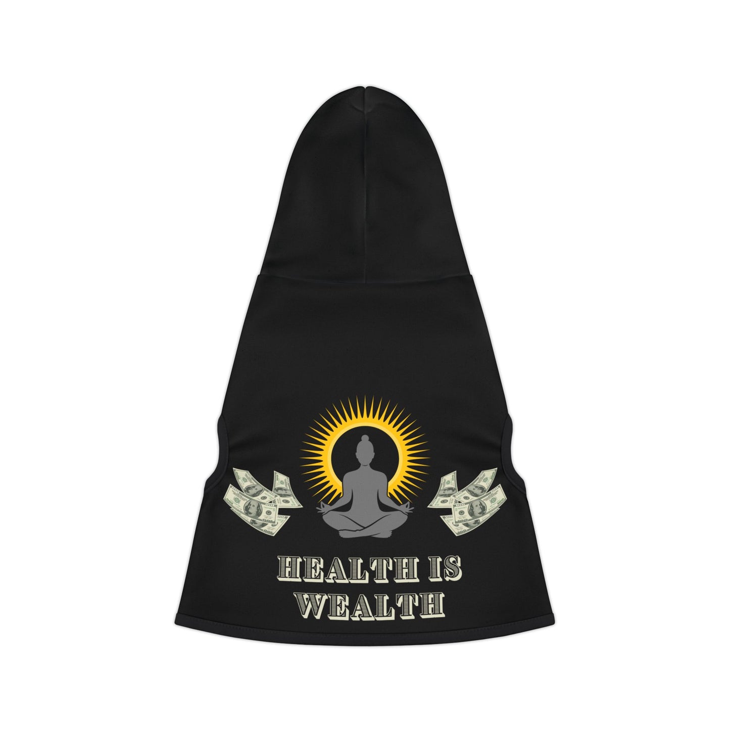 Yoga Health is Wealth - Black - RONIN - Dog Hoodie