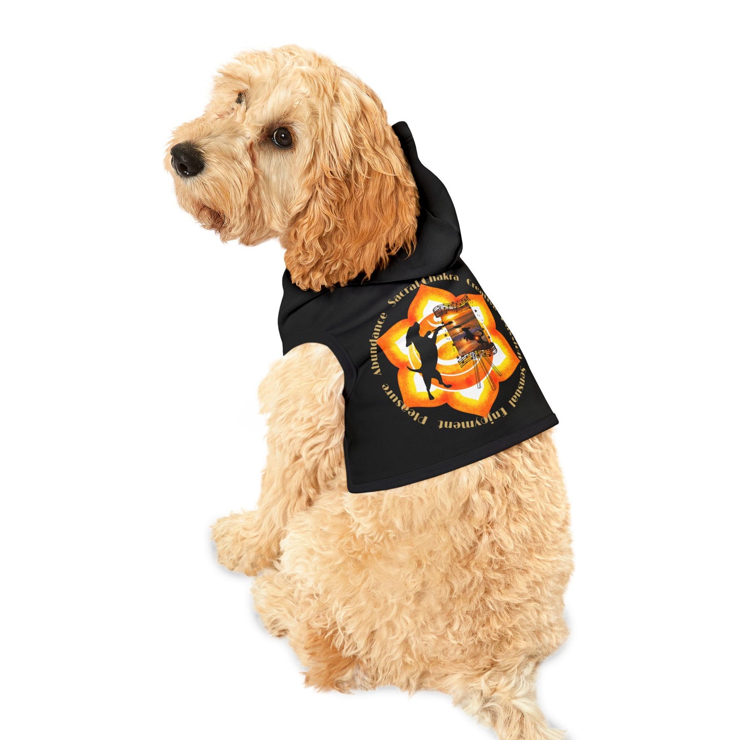 Dog Chakra Series- SACRAL CHAKRA - BACK- BLACK- Animal Hoodie