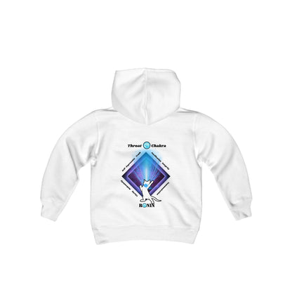 Cat Chakra Series - THROAT CHAKRA - Youth Heavy Blend Hooded Sweatshirt