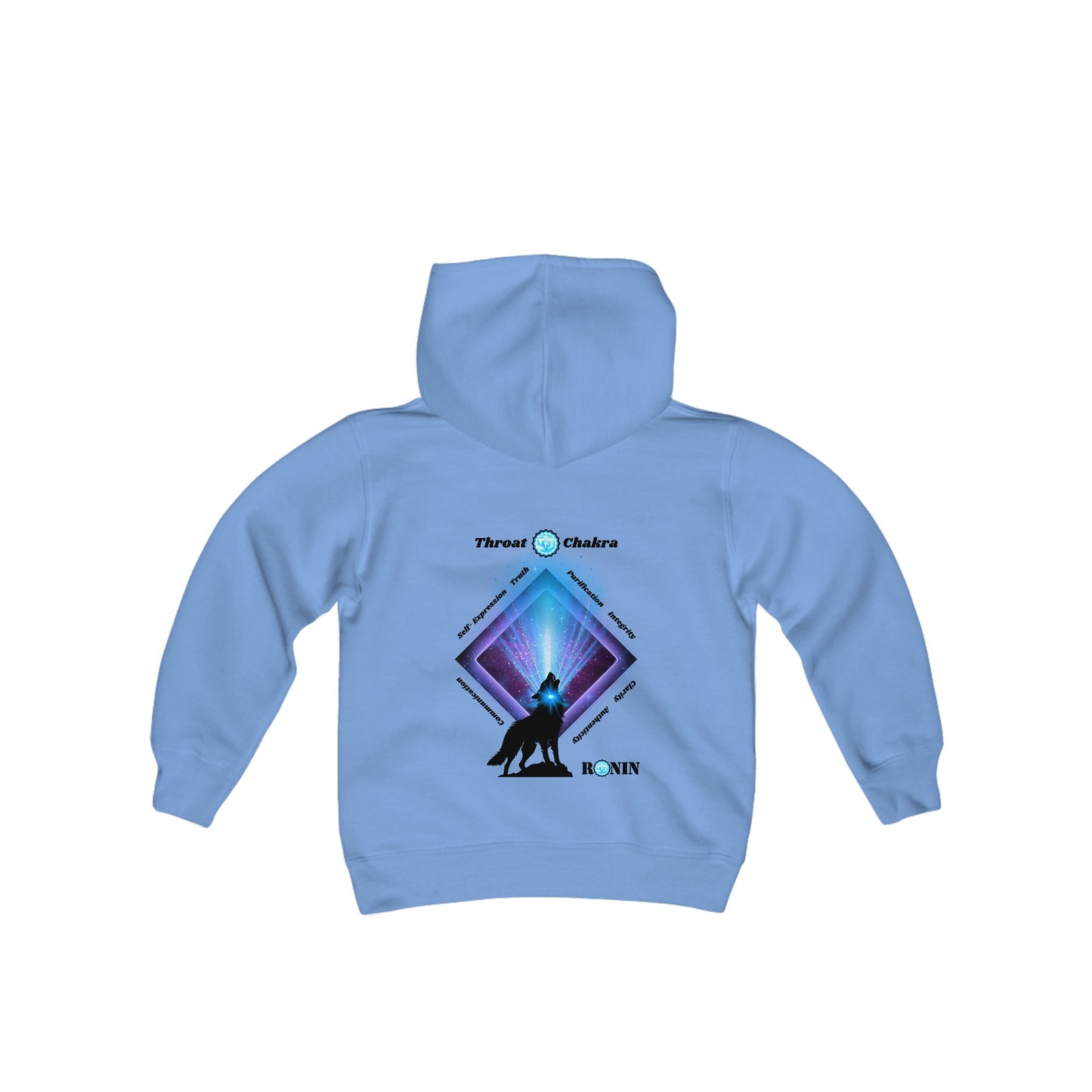 Dog Chakra Series - THROAT CHAKRA - Youth Heavy Blend Hooded Sweatshirt