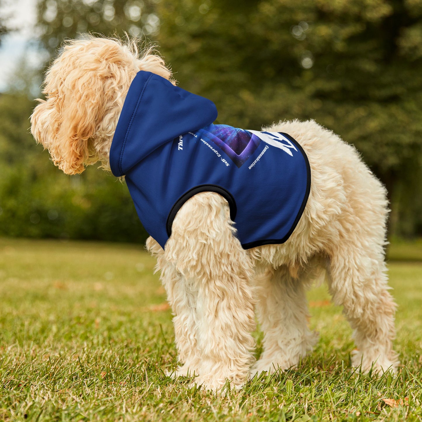 Dog Chakra Series- THROAT CHAKRA - BACK- BLUE - Animal Hoodie