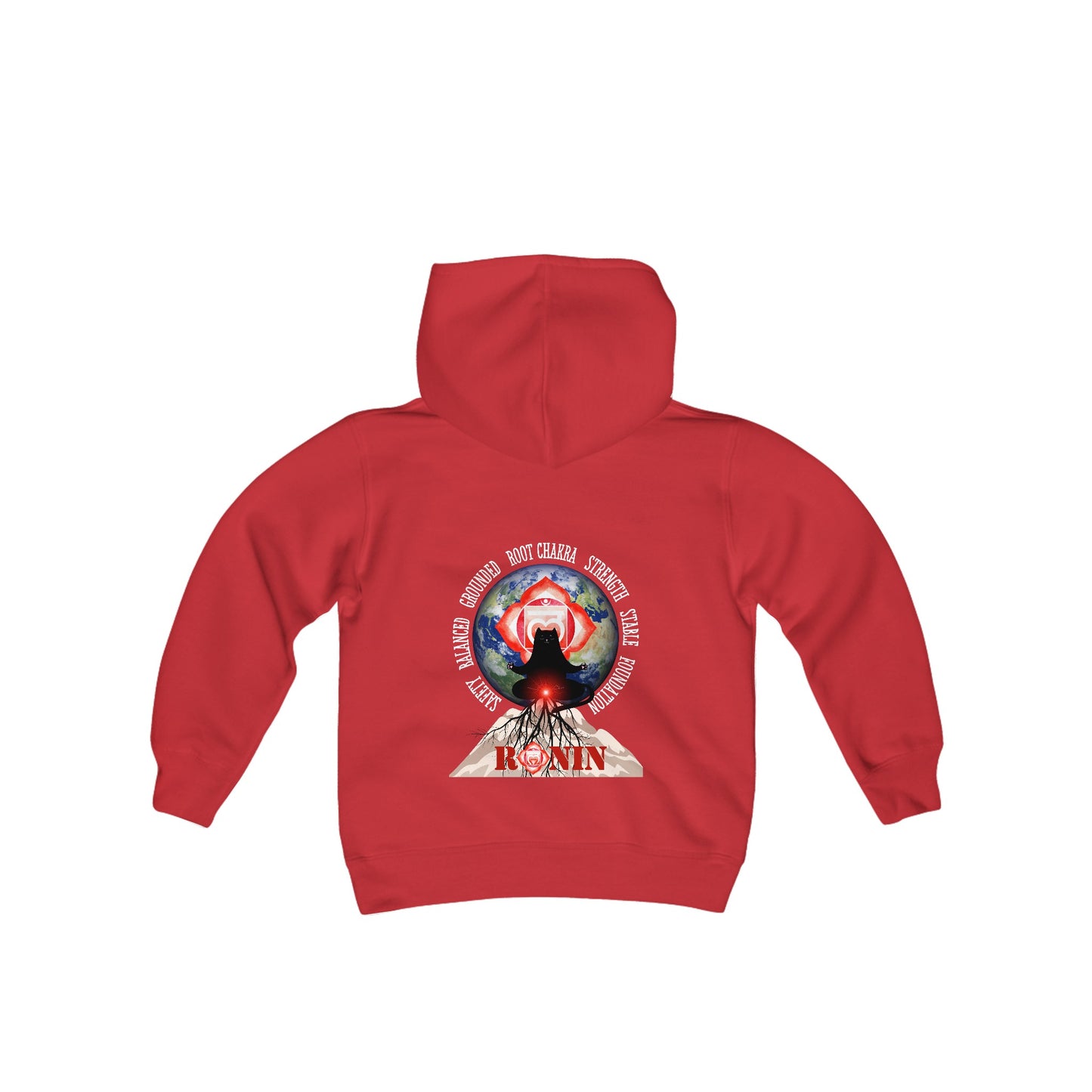 Cat Chakra Series - ROOT CHAKRA - Youth Heavy Blend Hooded Sweatshirt