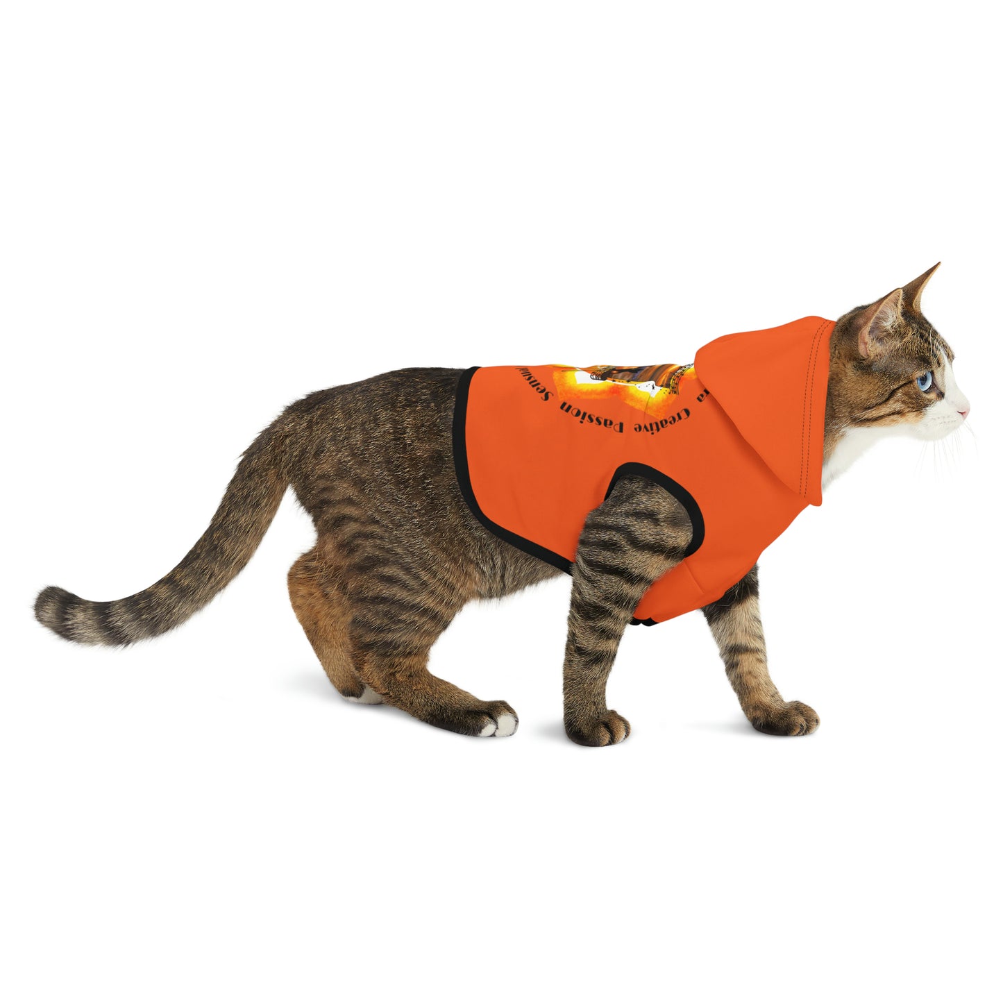 Cat Chakra Series- SACRAL CHAKRA - BACK - Orange - Animal Hoodie