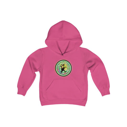 Cat Chakra Series - HEART CHAKRA - Youth Heavy Blend Hooded Sweatshirt