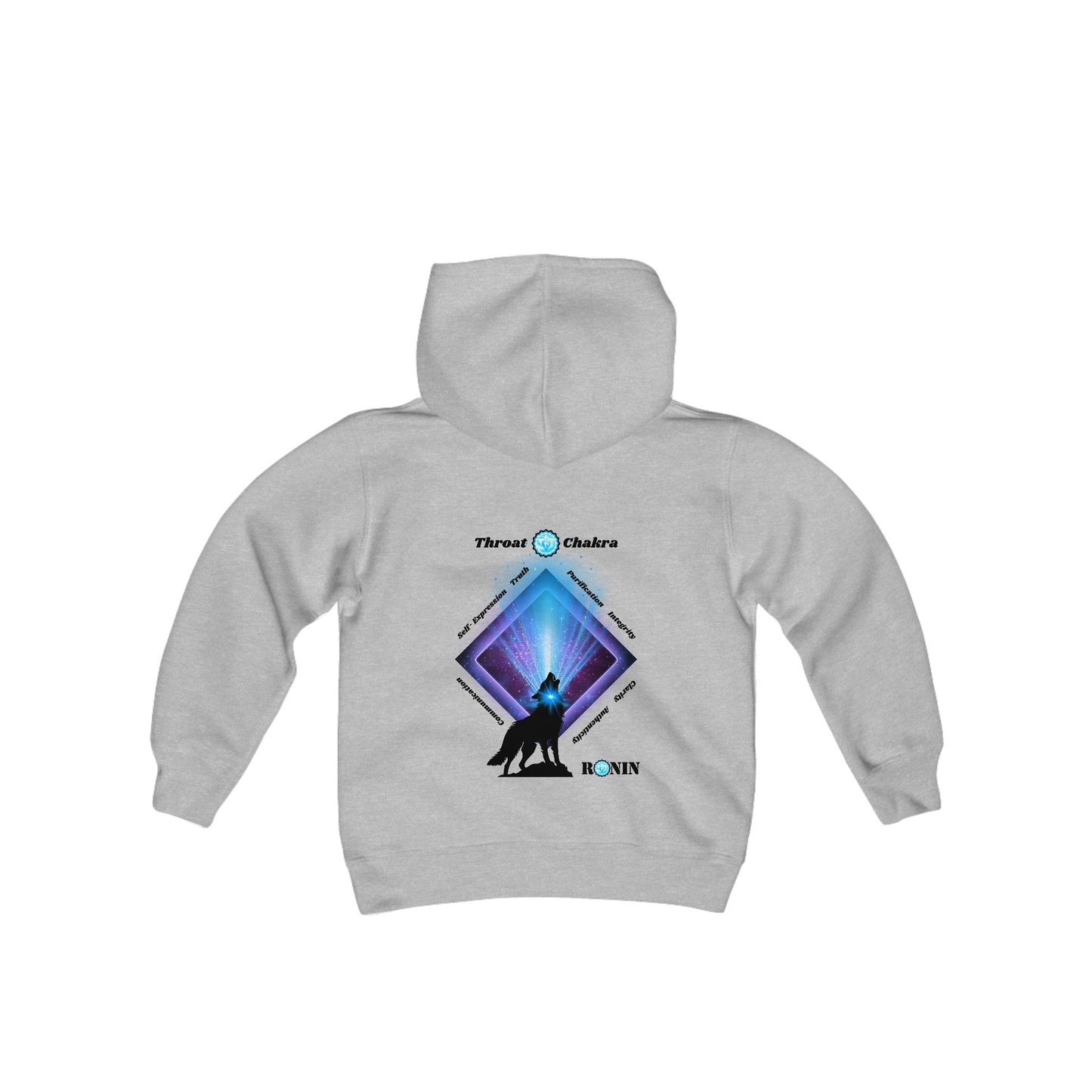 Dog Chakra Series - THROAT CHAKRA - Youth Heavy Blend Hooded Sweatshirt