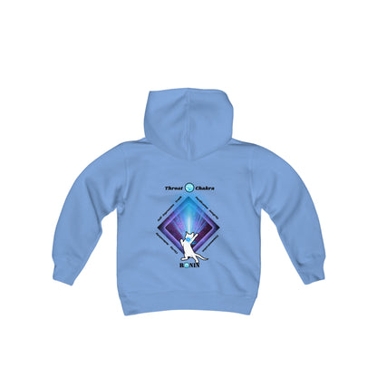 Cat Chakra Series - THROAT CHAKRA - Youth Heavy Blend Hooded Sweatshirt