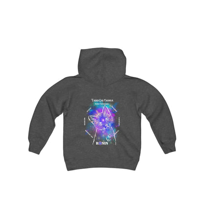 Cat Chakra Series - THIRD EYE - Youth Heavy Blend Hooded Sweatshirt